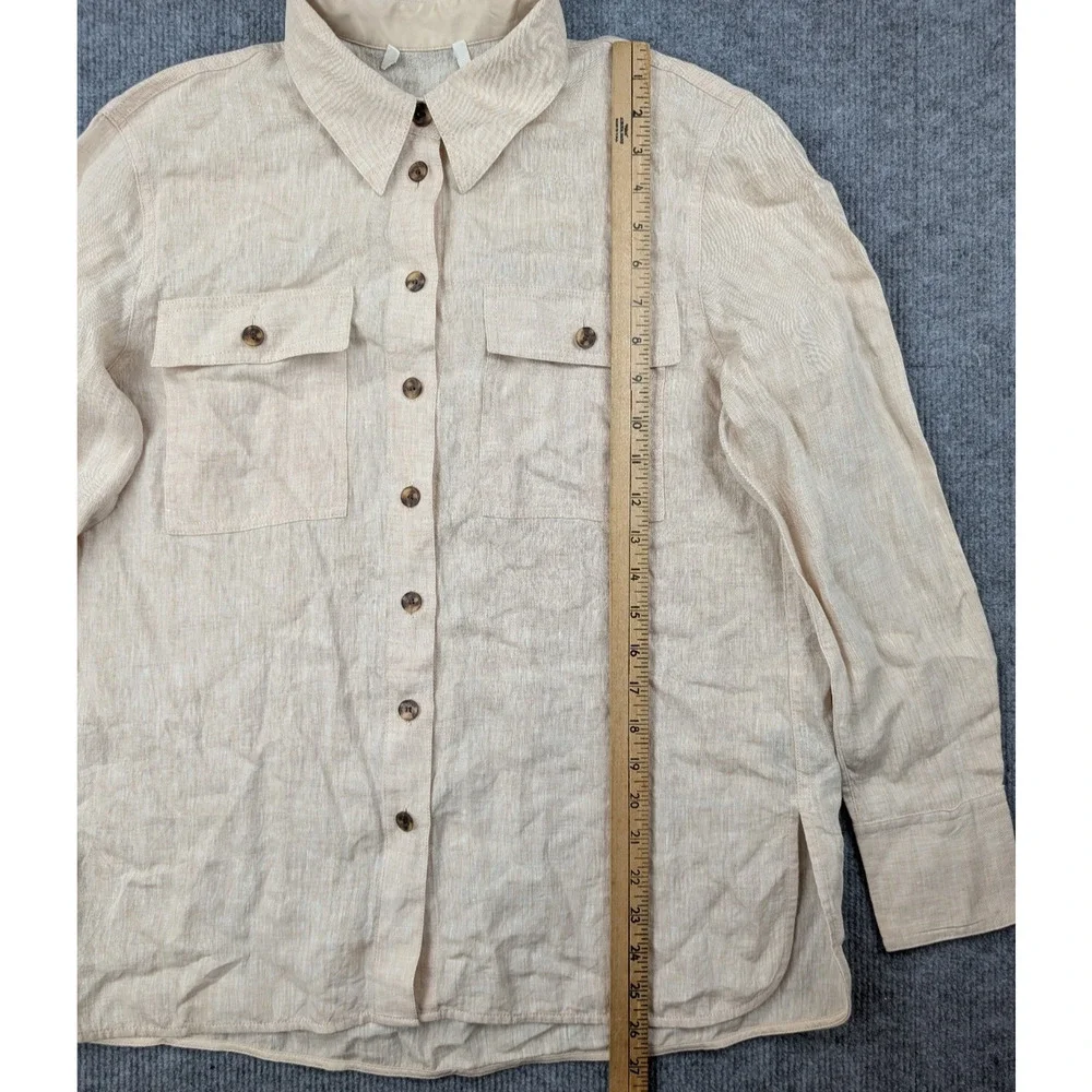 Lafayette 148 Linen Button Up Womens Small Relaxed Quiet Luxury Resort Minimal - Picture 2 of 8